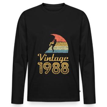 1988 Vintage Bergsteigen Felsen Bouldern Klettern - Männer Premium Bio Langarmshirt - Schwarz - Vorne - Nico (187cm)