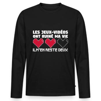 Les Jeux-Vidéos ont ruiné ma vie. - T-shirt manches longues Premium bio Homme - noir - Devant - Nico (187cm)