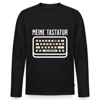 my keyboard thumbs up over 50 funny meme - Men's Premium Organic Long Sleeve Shirt - black - Front - Nico (187cm)