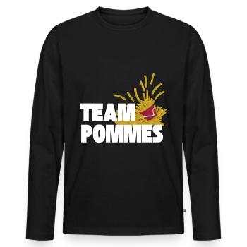 Team Pommes Fritten Pommesliebe Kartoffel - Männer Premium Bio Langarmshirt - Schwarz - Vorne - Nico (187cm)