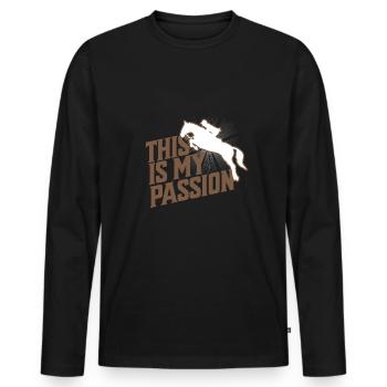 Saut d’obstacles Chevaux équestres Poney Passion - T-shirt manches longues Premium bio Homme - noir - Devant - Nico (187cm)