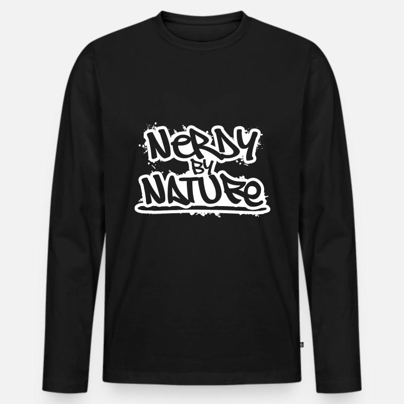 Nerdy by Nature - Männer Premium Bio Langarmshirt - Schwarz