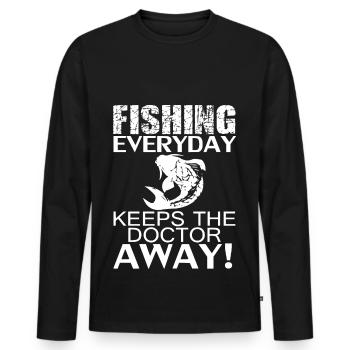 Fishing Angeln Angler Geschenk - Männer Premium Bio Langarmshirt - Schwarz - Vorne - Nico (187cm)