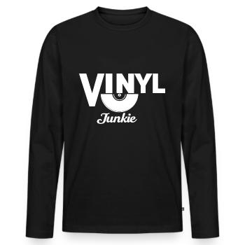 Schallplatte Vinyl Musik Plattenspieler retro - Männer Premium Bio Langarmshirt - Schwarz - Vorne - Nico (187cm)