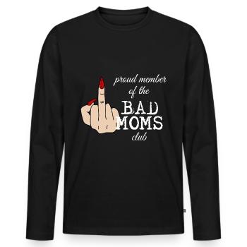 Fier membre du Bad Moms Club Middle Finger - T-shirt manches longues Premium bio Homme - noir - Devant - Nico (187cm)