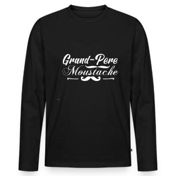 grand-père moustache, Idée cadeau d'élégance. - T-shirt manches longues Premium bio Homme - noir - Devant - Nico (187cm)