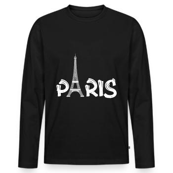 PARIS - T-shirt manches longues Premium bio Homme - noir - Devant - Nico (187cm)