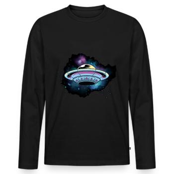 Galaxy Ufo Universe Espace extraterrestre - T-shirt manches longues Premium bio Homme - noir - Devant - Nico (187cm)