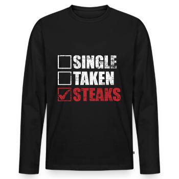 Viandes de steak - T-shirt manches longues Premium bio Homme - noir - Devant - Nico (187cm)