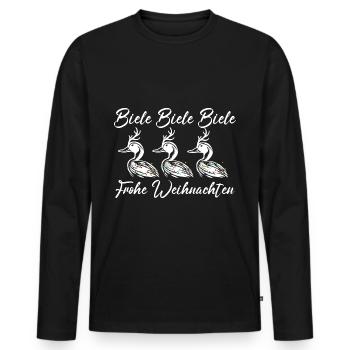 Frohe Weihnachten Ruf Sie Mal Biele Biele Biele - Männer Premium Bio Langarmshirt - Schwarz - Vorne - Nico (187cm)