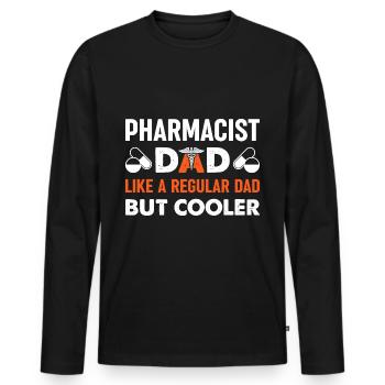 Apothicaire Papa Glacière Papa Pharmacie Pharma - T-shirt manches longues Premium bio Homme - noir - Devant - Nico (187cm)
