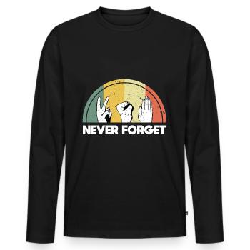 Never Forget Retro Vintage - Men's Premium Organic Long Sleeve Shirt - black - Front - Nico (187cm)