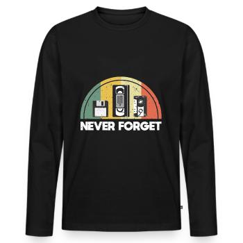 Never Forget Retro Vintage - Men's Premium Organic Long Sleeve Shirt - black - Front - Nico (187cm)