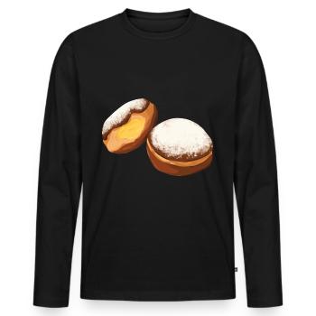 Krapfens Beignets De carnaval Crêpes berlinoises - T-shirt manches longues Premium bio Homme - noir - Devant - Nico (187cm)
