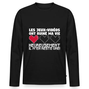 Les Jeux-Vidéos ont ruiné ma vie. - T-shirt manches longues Premium bio Homme - noir - Devant - Nico (187cm)