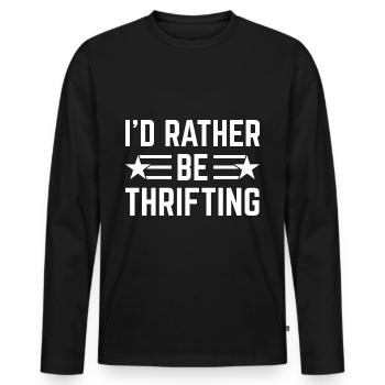 Second-hand Second Hand Flea Market - Men's Premium Organic Long Sleeve Shirt - black - Front - Nico (187cm)
