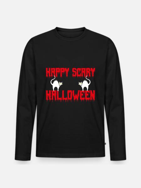 happy scary halloween - Men's Premium Organic Long Sleeve Shirt - black
