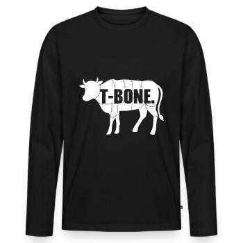 Steak T-Bones Meat Beef BBQ Grilling - Men's Premium Organic Long Sleeve Shirt - black - Front - Nico (187cm)