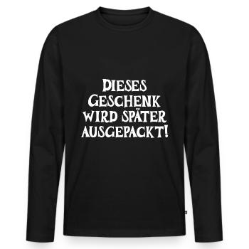 Weihnachtsgeschenk Geschenk auspacken Spruch - Männer Premium Bio Langarmshirt - Schwarz - Vorne - Nico (187cm)