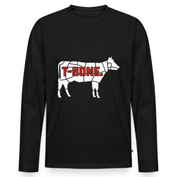 Steak T-Bone Beef Meat BBQ Grilling - Men's Premium Organic Long Sleeve Shirt - black - Front - Nico (187cm)
