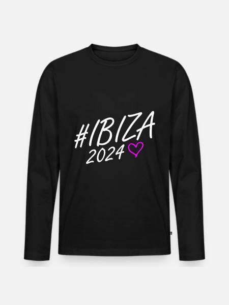 Ibiza 2024 Heart Trip - Men's Premium Organic Long Sleeve Shirt - black