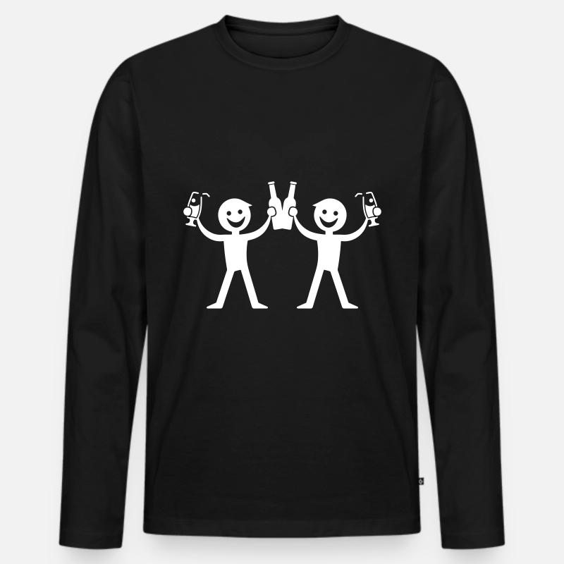 Trinken Flasche Bier - Männer Premium Bio Langarmshirt - Schwarz