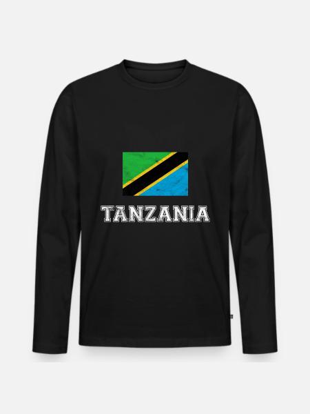 Tanzania Flag, Gift - Men's Premium Organic Long Sleeve Shirt - black