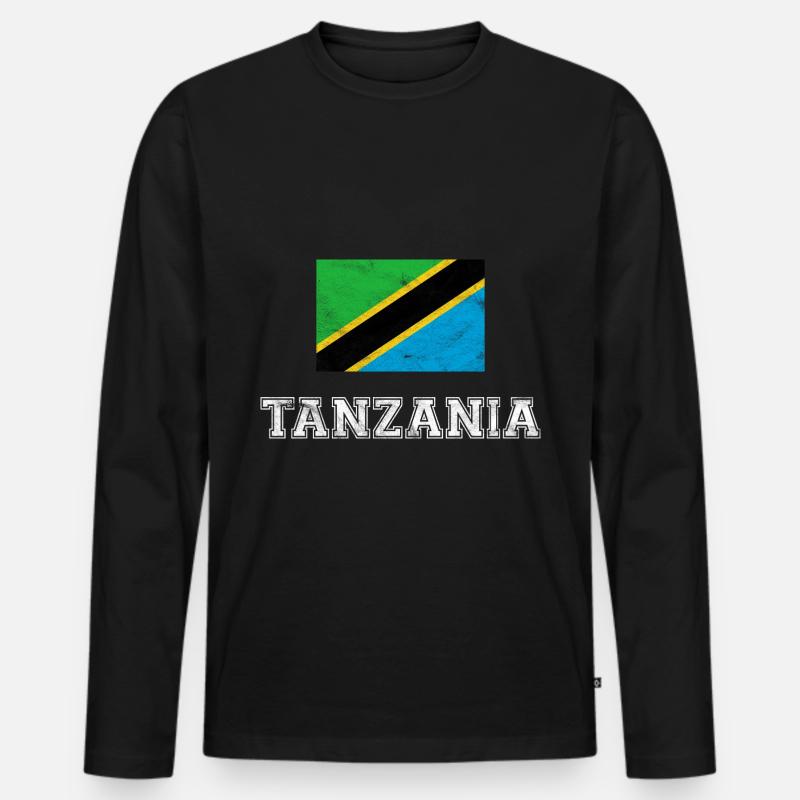 Tansania Flagge, Geschenk - Männer Premium Bio Langarmshirt - Schwarz
