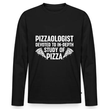 Pizza, student, pizza connoisseur, pizza maker - Men's Premium Organic Long Sleeve Shirt - black - Front - Nico (187cm)