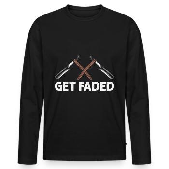 Get Faded Barber Saying Hairdresser - Men's Premium Organic Long Sleeve Shirt - black - Front - Nico (187cm)
