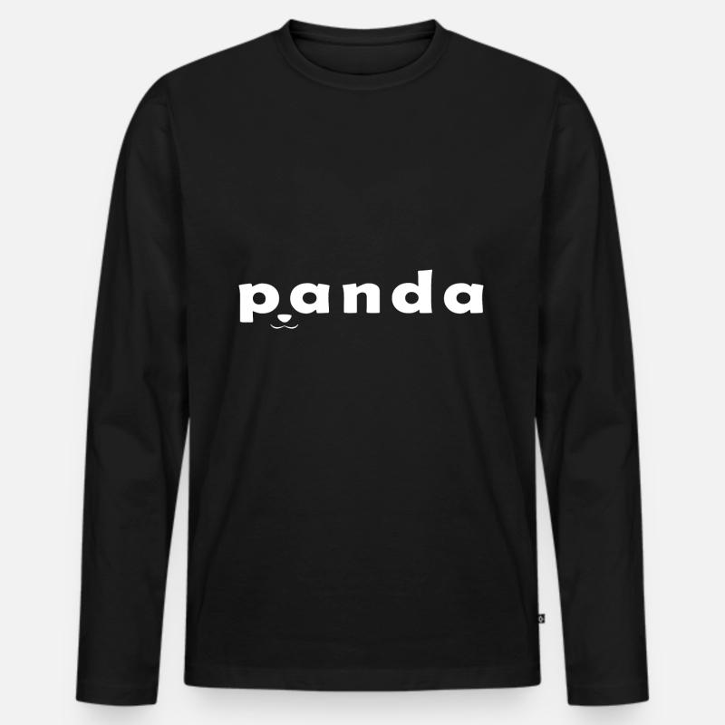 Panda - Männer Premium Bio Langarmshirt - Schwarz