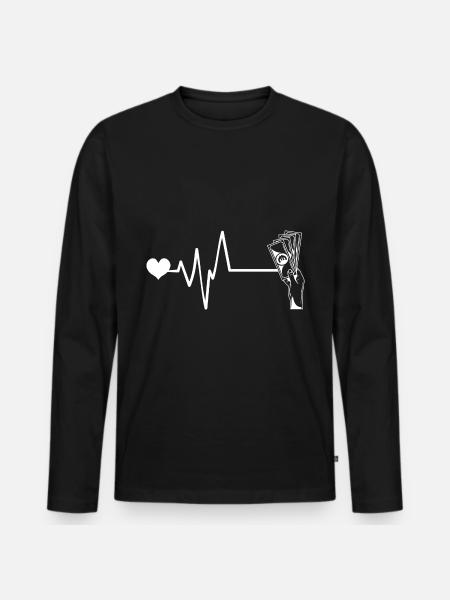 Money Pulse Heart - Men's Premium Organic Long Sleeve Shirt - black