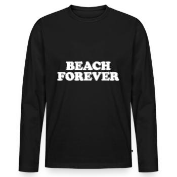 Plage Forever Vacances Voyage Plage Mer Loisirs - T-shirt manches longues Premium bio Homme - noir - Devant - Nico (187cm)