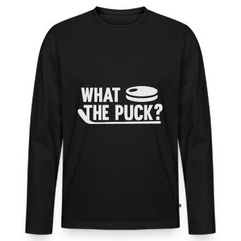 Qu’est-ce que la rondelle? - T-shirt manches longues Premium bio Homme - noir - Devant - Nico (187cm)