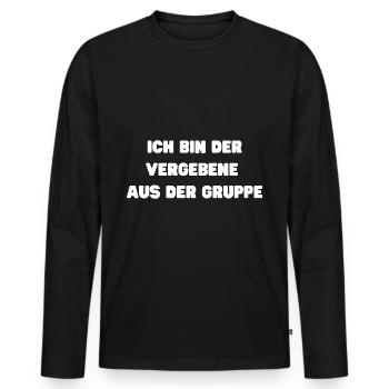 Ich bin der vergebene aus der Gruppe - Männer Premium Bio Langarmshirt - Schwarz - Vorne - Nico (187cm)