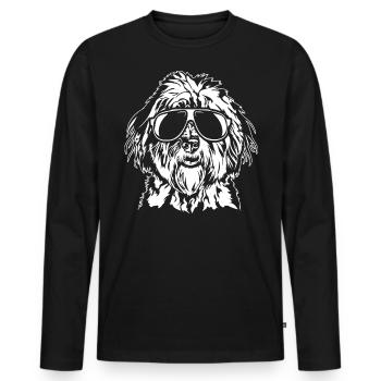 Bobtail cool Hund Hunde Portrait Wilsigns - Männer Premium Bio Langarmshirt - Schwarz - Vorne - Nico (187cm)