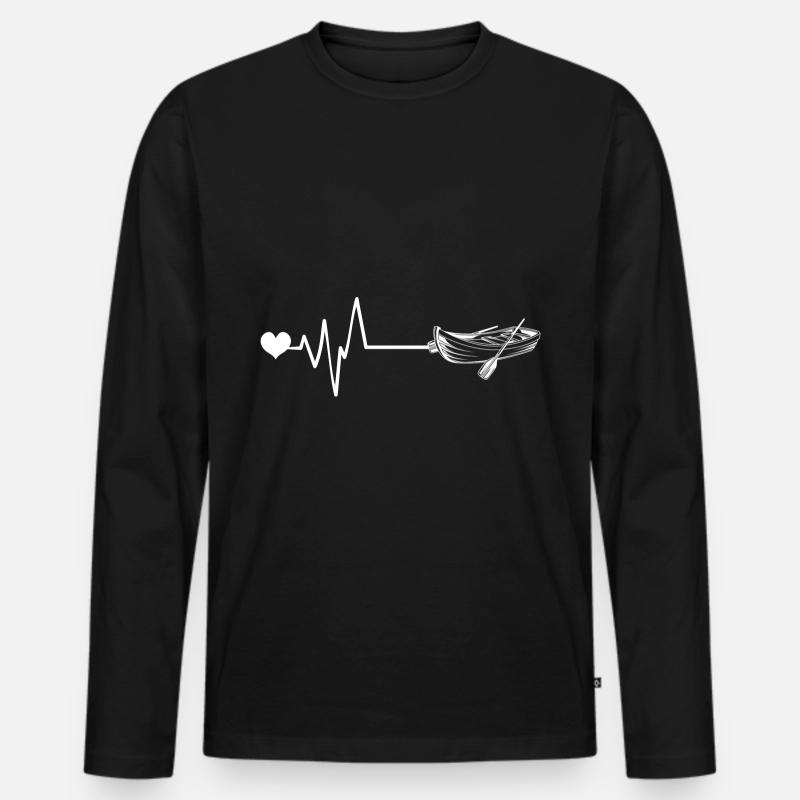 Herzschlag Boot - Männer Premium Bio Langarmshirt - Schwarz