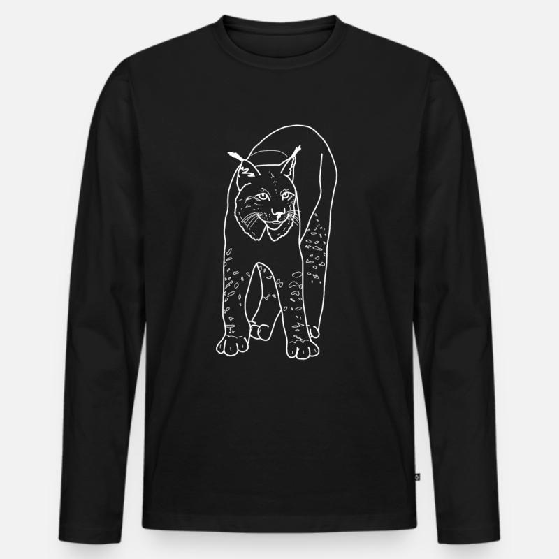 Luchs - Männer Premium Bio Langarmshirt - Schwarz