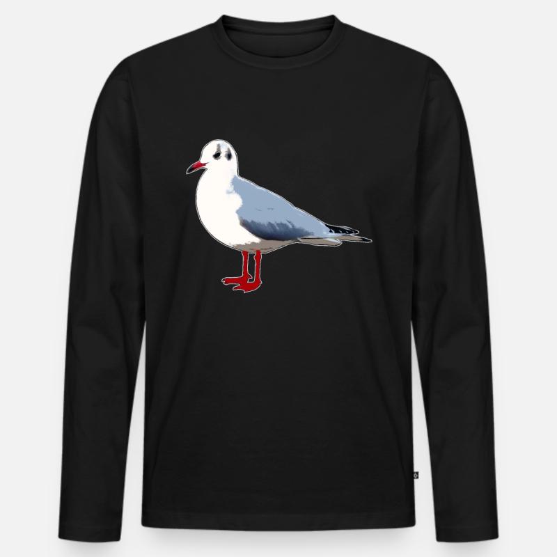Möwe - Männer Premium Bio Langarmshirt - Schwarz