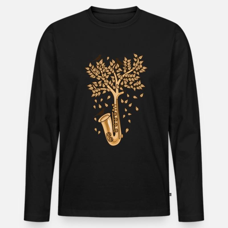 Saxophon Kapelle Blasmusik - Männer Premium Bio Langarmshirt - Schwarz