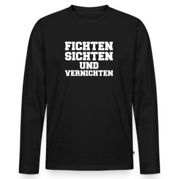 Fichten Sichten Baum Wald Holz - Männer Premium Bio Langarmshirt - Schwarz - Vorne - Nico (187cm)