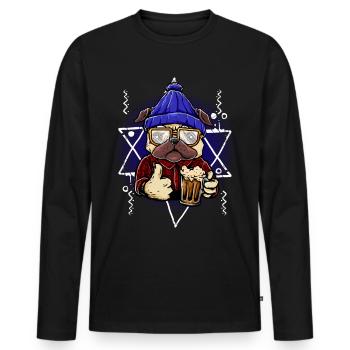 Hund mit Bier - Männer Premium Bio Langarmshirt - Schwarz - Vorne - Nico (187cm)