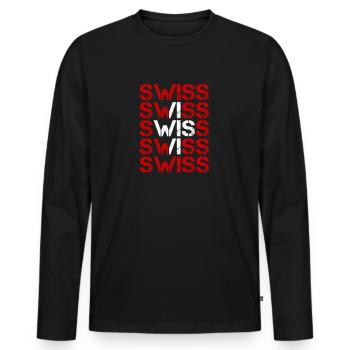 Schweiz Schweizerdeutsch Swiss Geschenkidee alpen - Männer Premium Bio Langarmshirt - Schwarz - Vorne - Nico (187cm)