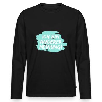 Ich bin anderer Meinung! Anti und Dagegen - Männer Premium Bio Langarmshirt - Schwarz - Vorne - Nico (187cm)