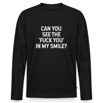 Fuck you smile emo lustig sprüche Geschenk - Männer Premium Bio Langarmshirt - Schwarz - Vorne - Nico (187cm)