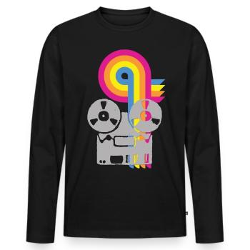 Tonband Rekorder - Reel to Reel - Männer Premium Bio Langarmshirt - Schwarz - Vorne - Nico (187cm)