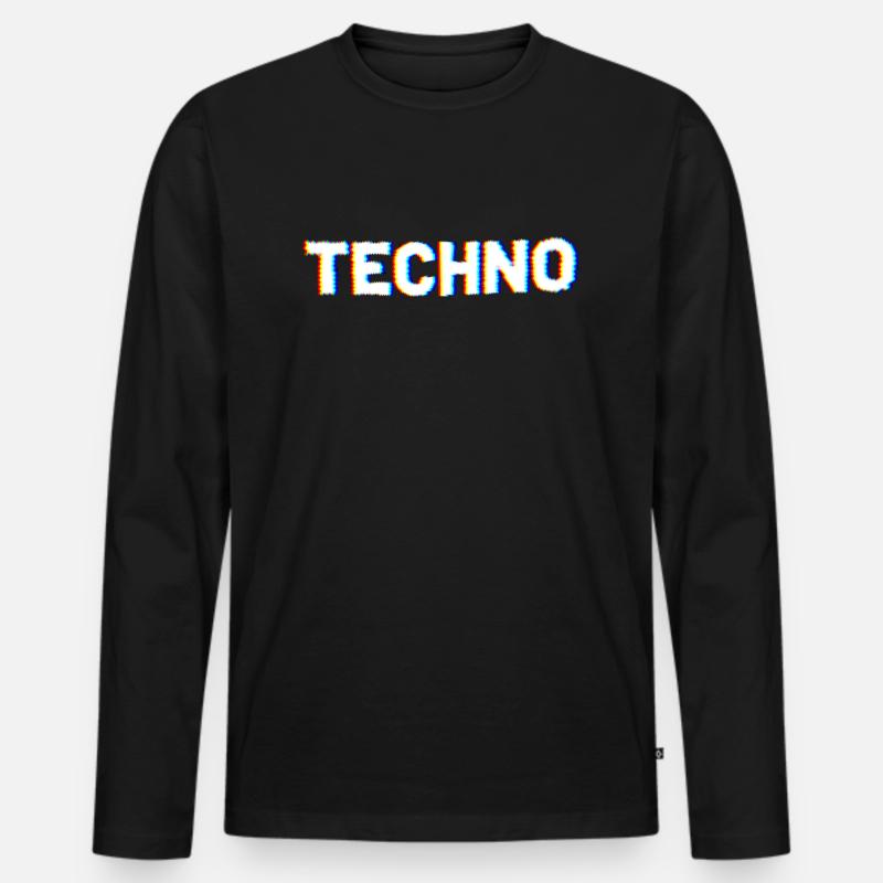 Techno - Männer Premium Bio Langarmshirt - Schwarz