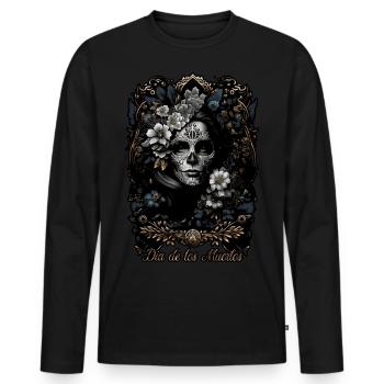 Dia de los Muertos Halloween Mexico Costume Woman - Men's Premium Organic Long Sleeve Shirt - black - Front - Nico (187cm)