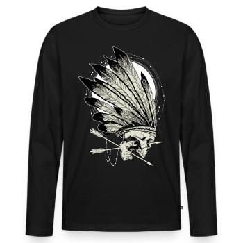 Indian skull - gift idea - Men's Premium Organic Long Sleeve Shirt - black - Front - Nico (187cm)