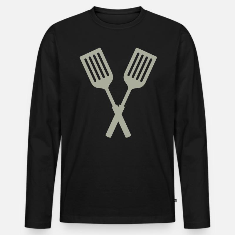 Pfannenwender Kreuz Geschenkidee - Männer Premium Bio Langarmshirt - Schwarz